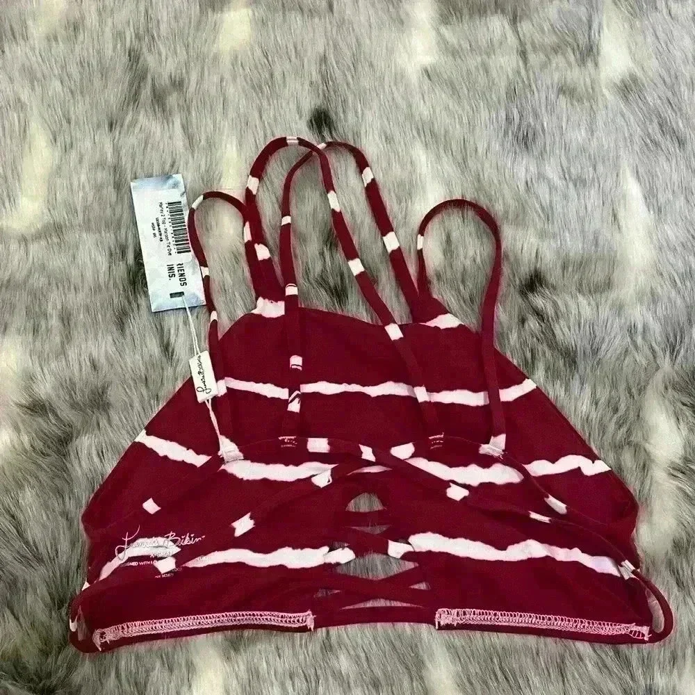 NWT Frankie’s Bikinis Marley 2 MAROON tie dye top size XS extra small